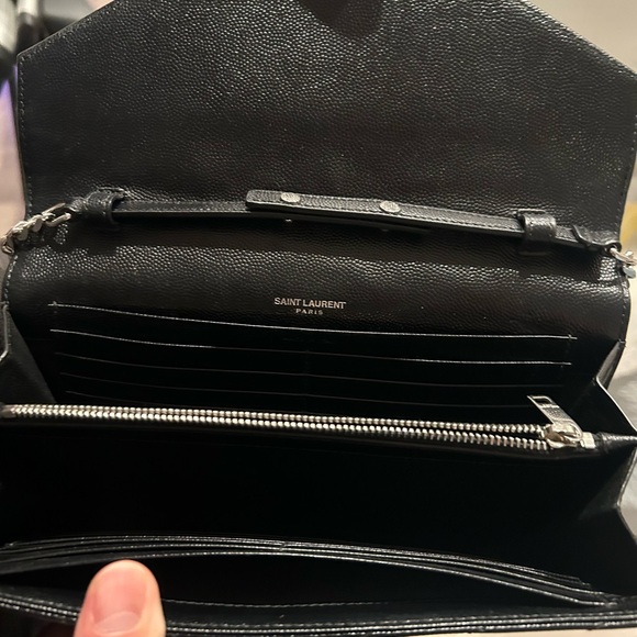 Saint Laurent Black Crossbody Bag with Quilted Texture and Gold Logo - Picture 3 of 3